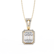 Multi Cut Moissanite Diamond Cluster Rectangle Halo Pendant Pave Bail - View 7