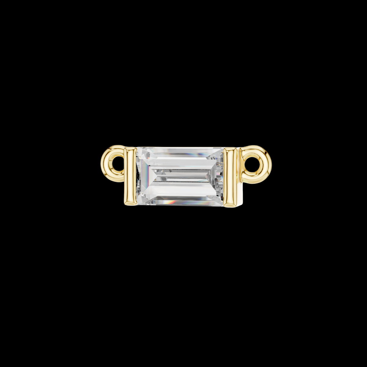 Horizontal Baguette Cut Moissanite Diamond Solitaire Bar Pendant