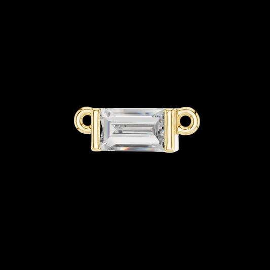 Horizontal Baguette Cut Moissanite Diamond Solitaire Bar Pendant