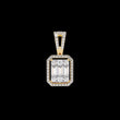 Multi Cut Moissanite Diamond Cluster Rectangle Halo Pendant Pave Bail