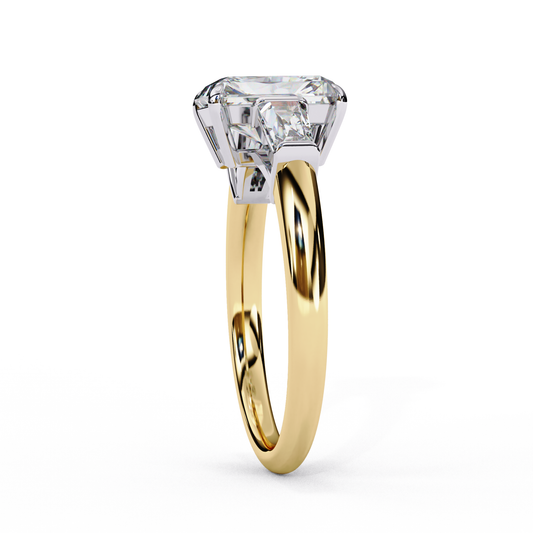 Emerald Cut Moissanite Diamond Three Stone Wedding Jewelry For Her - View 2
