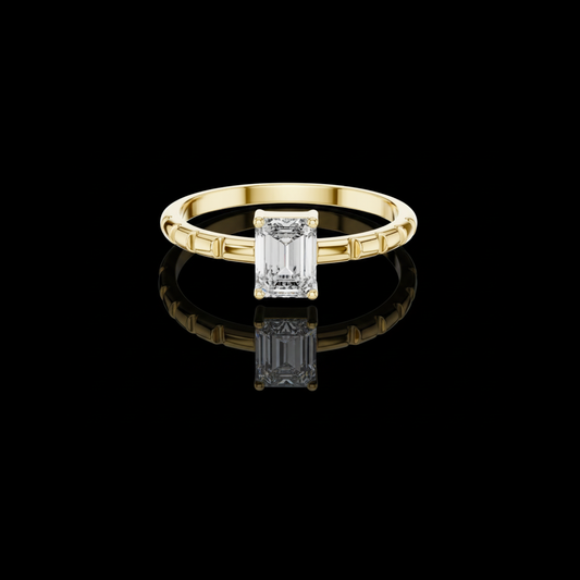 Minimalist Emerald Cut Lab Diamond Solitaire Engagement Ring