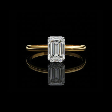 Four Prong Emerald Moissanite Diamond Engagement Ring