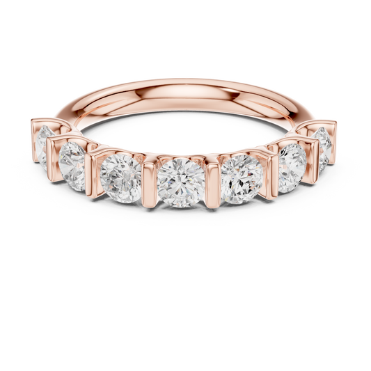 Half Eternity Round Moissanite Diamond Wedding Band - View 2