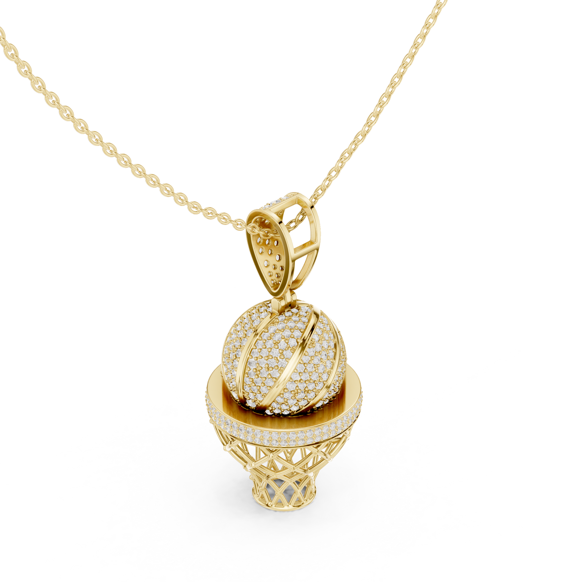 Sports Theme Ball Motif Charm Pendant with Round Lab Grown Diamond - View 4