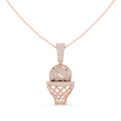 Sports Theme Ball Motif Charm Pendant with Round Moissanite Diamond - View 2
