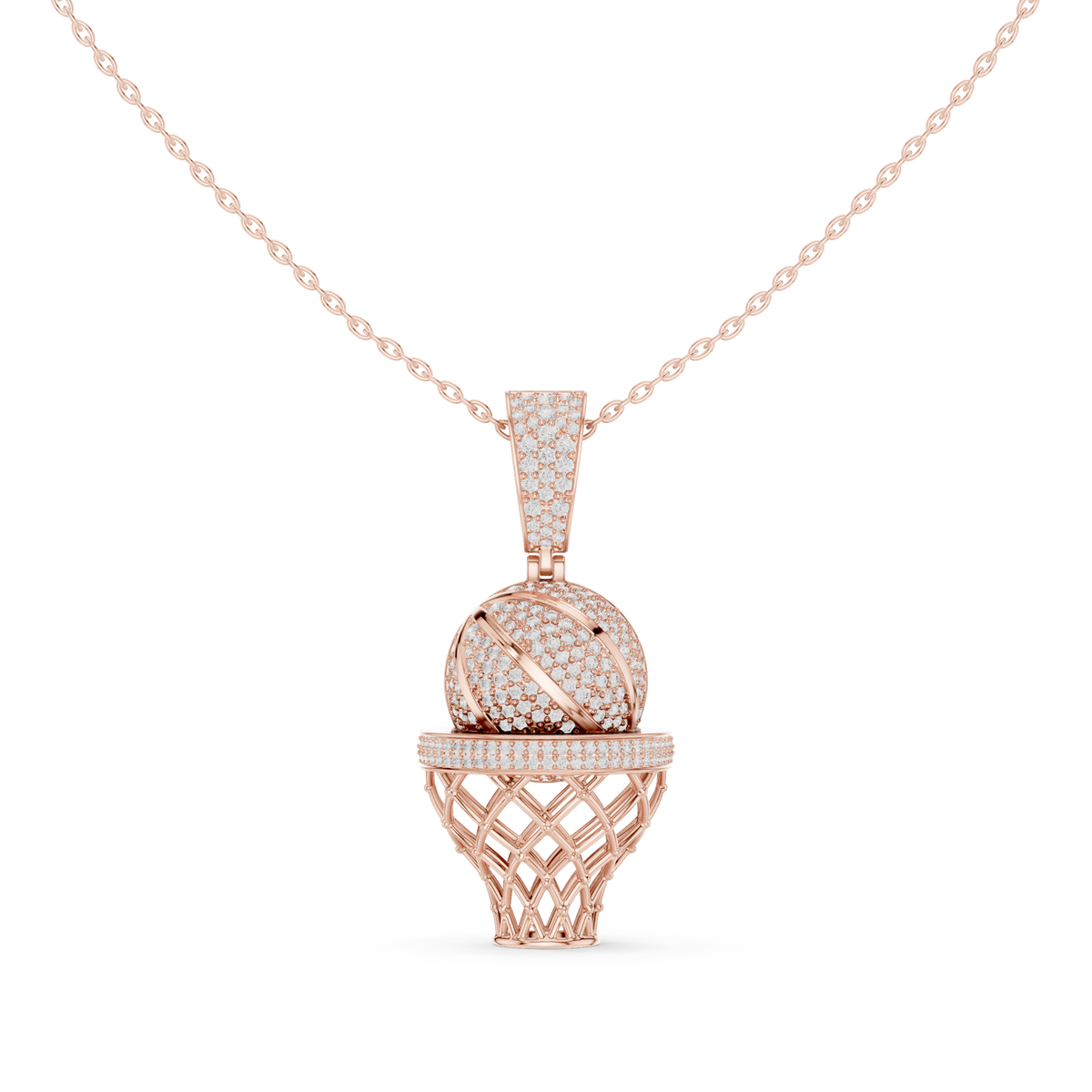 Sports Theme Ball Motif Charm Pendant with Round Moissanite Diamond - View 2