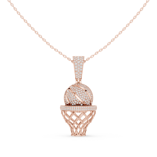 Sports Theme Ball Motif Charm Pendant with Round Moissanite Diamond - View 2