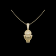 Sports Theme Ball Motif Charm Pendant with Round Lab Grown Diamond