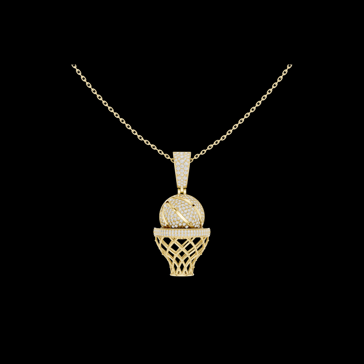 Sports Theme Ball Motif Charm Pendant with Round Lab Grown Diamond