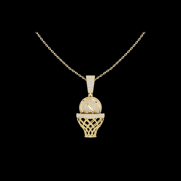 Sports Theme Ball Motif Charm Pendant with Round Moissanite Diamond