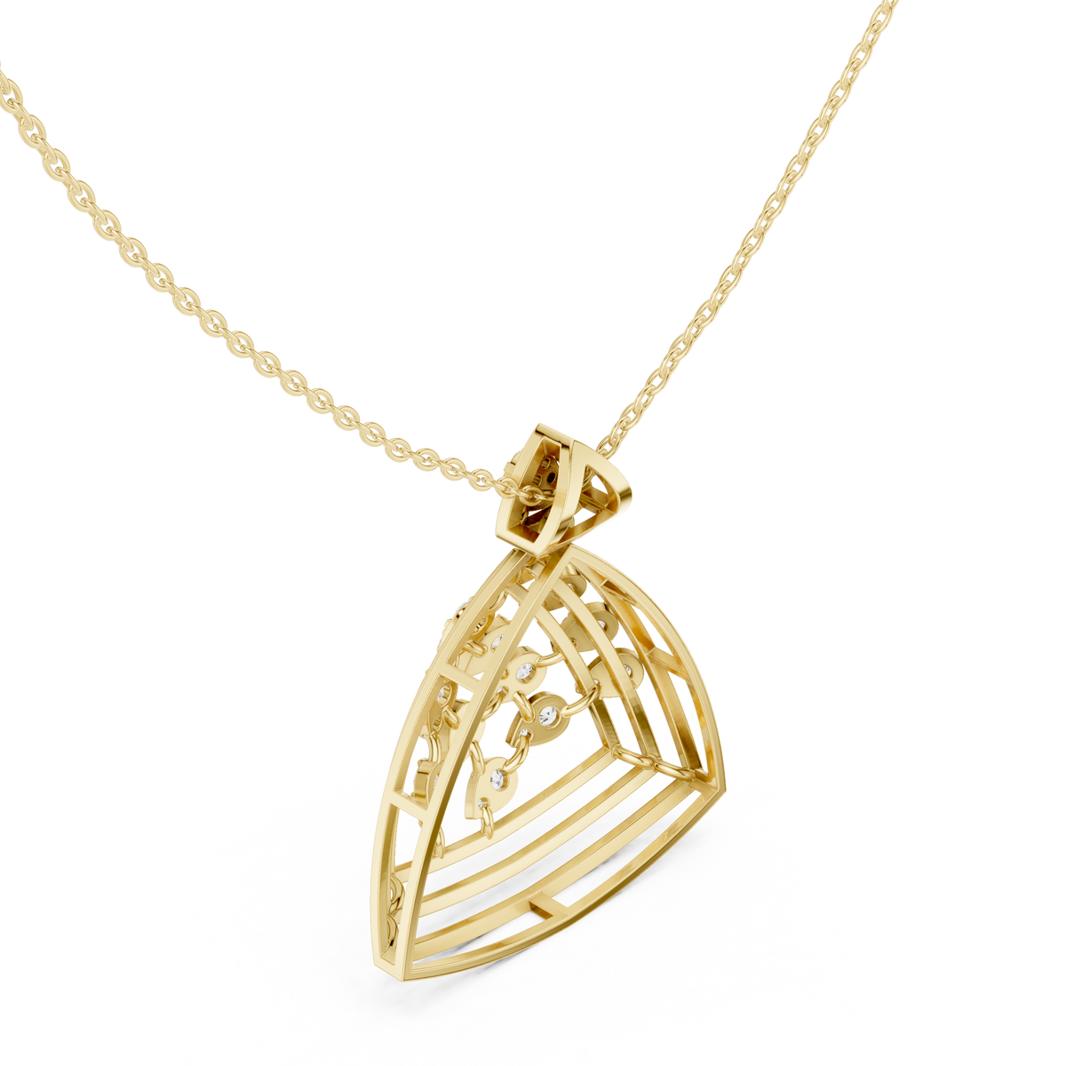 Open Triangle Floral Moissanite Diamond Pendant Necklace - View 7