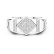 Round Cut Lab Grown Diamond Men's Architectural Vertical Pave Pillar Wedding Ring - View 3