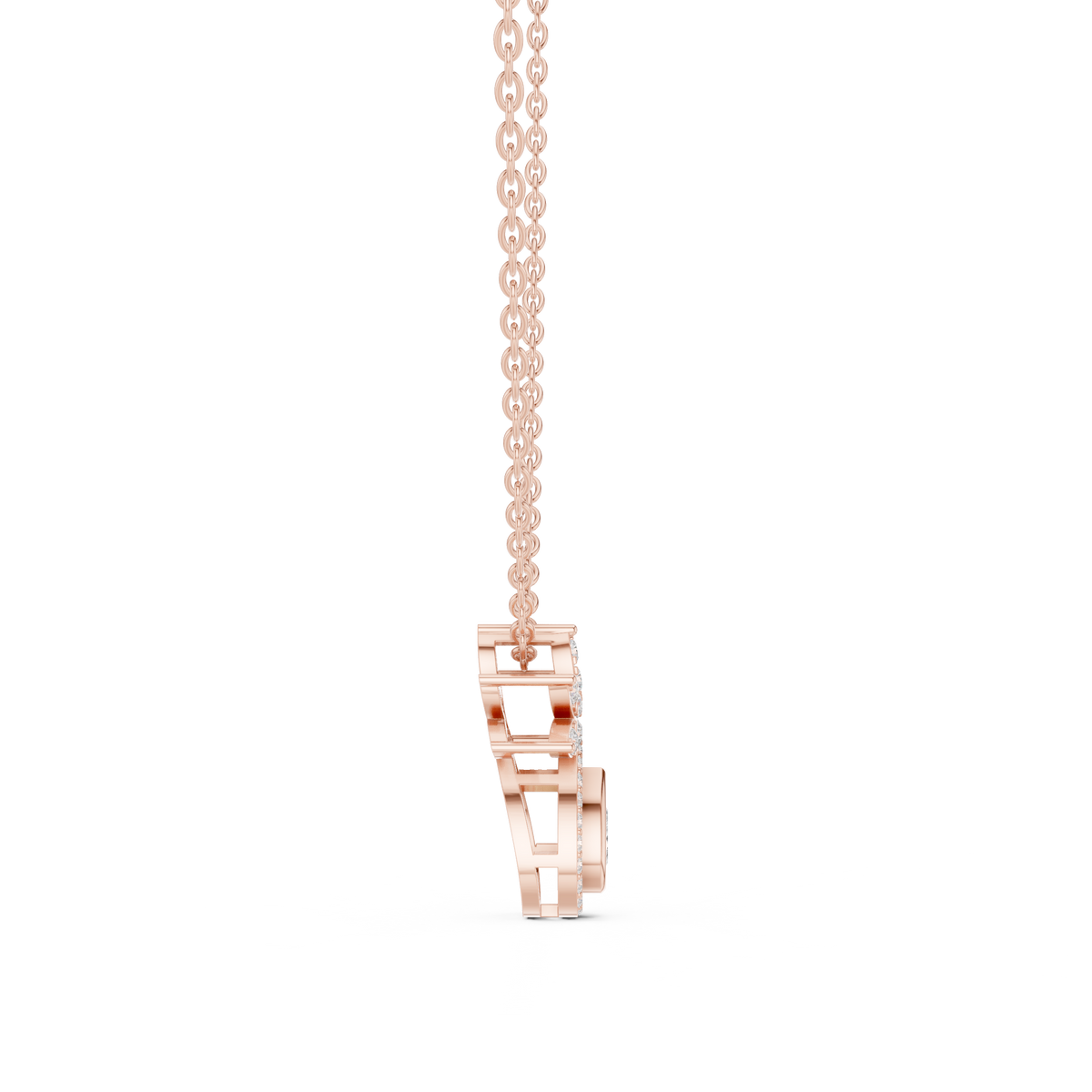 Lotus Motif Statement Charm Featuring Pear Lab Grown Diamond Pendant - View 5