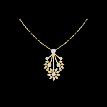 Floral Drop Pendant with Round Moissanite Diamond