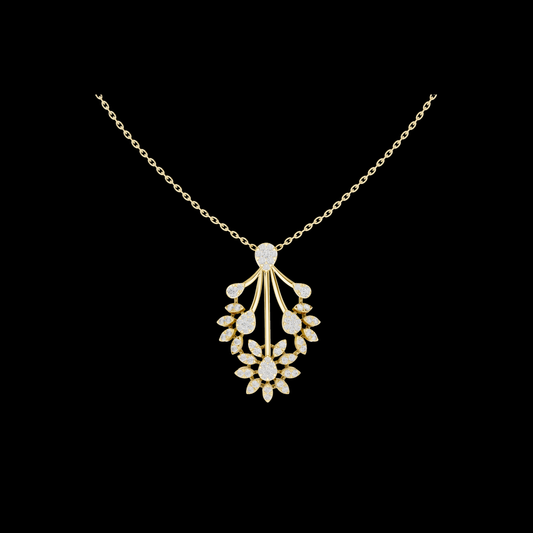 Floral Drop Pendant with Round Moissanite Diamond