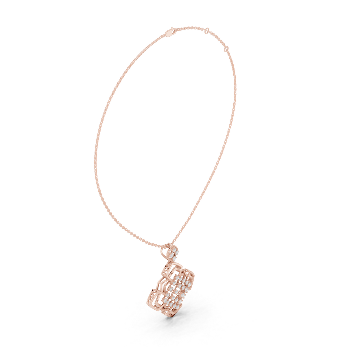 Round Diamond Floral Geometric Moissanite Diamond Necklace - View 8