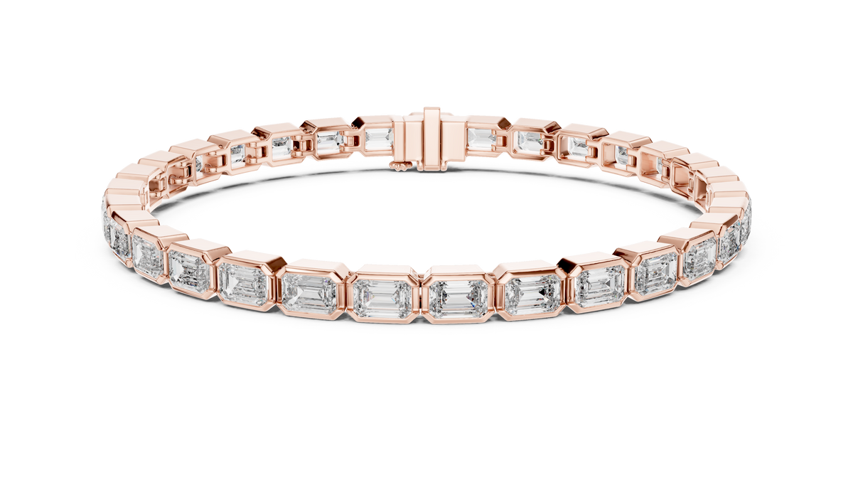Emerald Cut Lab Diamond Octagonal Link Tennis Bracelet - View 2