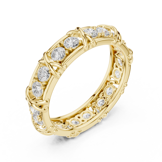 Round Cut Moissanite Diamond Men's Cross Station Shared Prong Ring - View 2