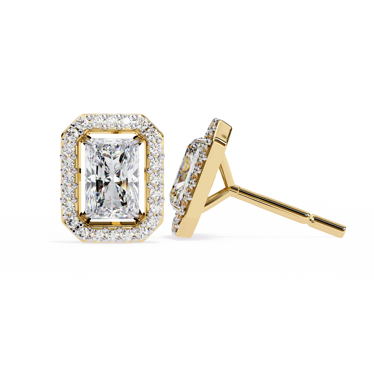 Best Lab Grown Radiant Cut Halo Diamond Earrings For Anniversary Gift - View 4