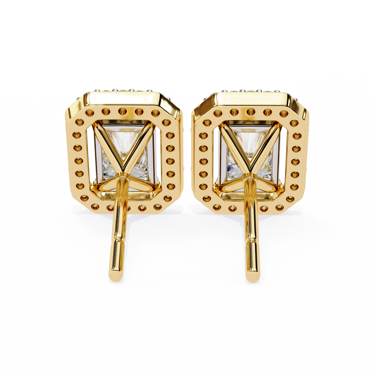 Best Lab Grown Radiant Cut Halo Diamond Earrings For Anniversary Gift - View 5