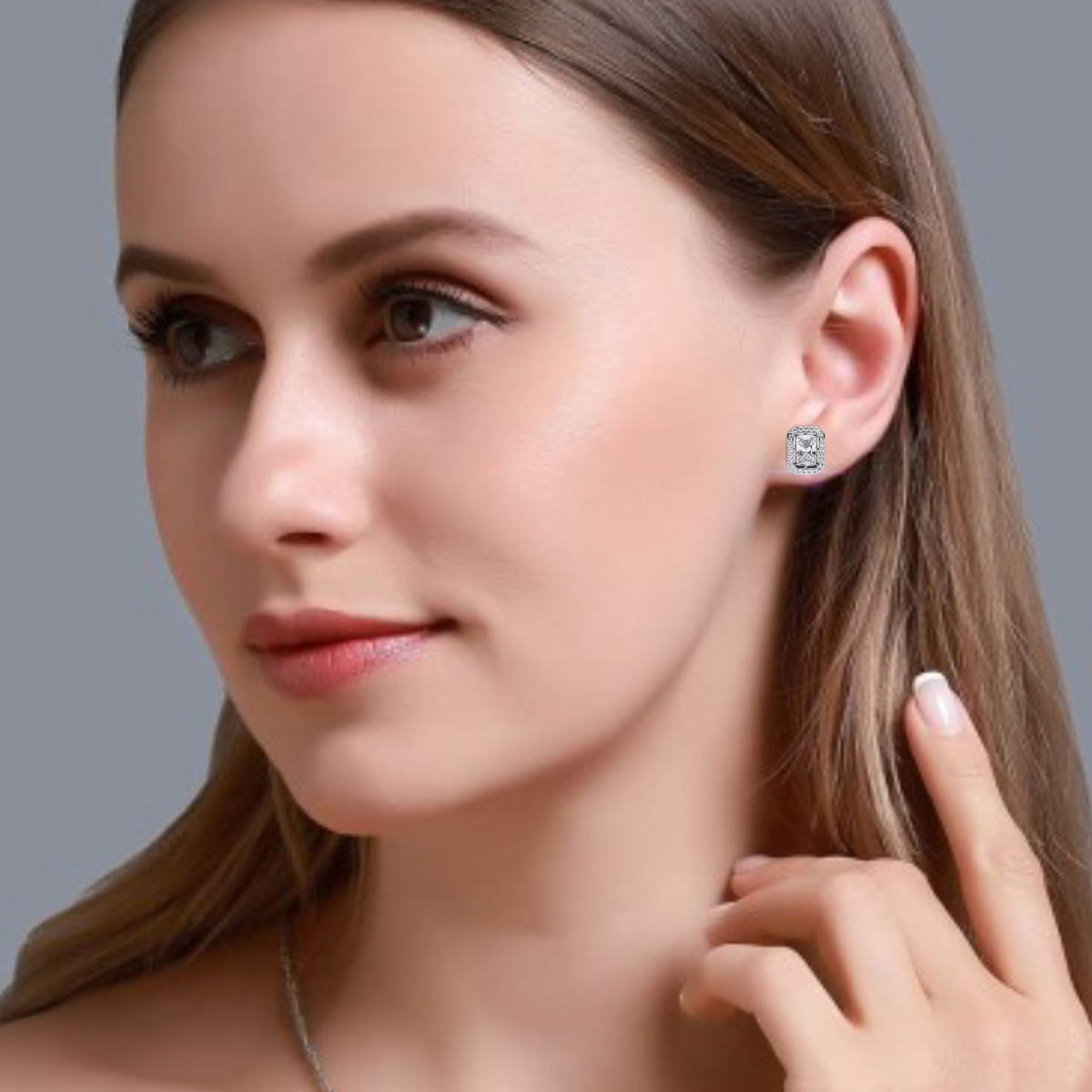 Best Lab Grown Radiant Cut Halo Diamond Earrings For Anniversary Gift - View 8