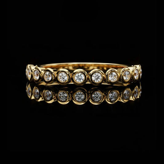 Round Cut Bezel Set Lab Diamond Eternity Stacking Band Ring