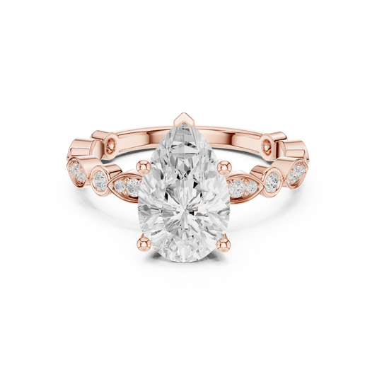 Vintage Inspired Pear Cut Solitaire Lab Diamond Wedding Ring For Women - View 2