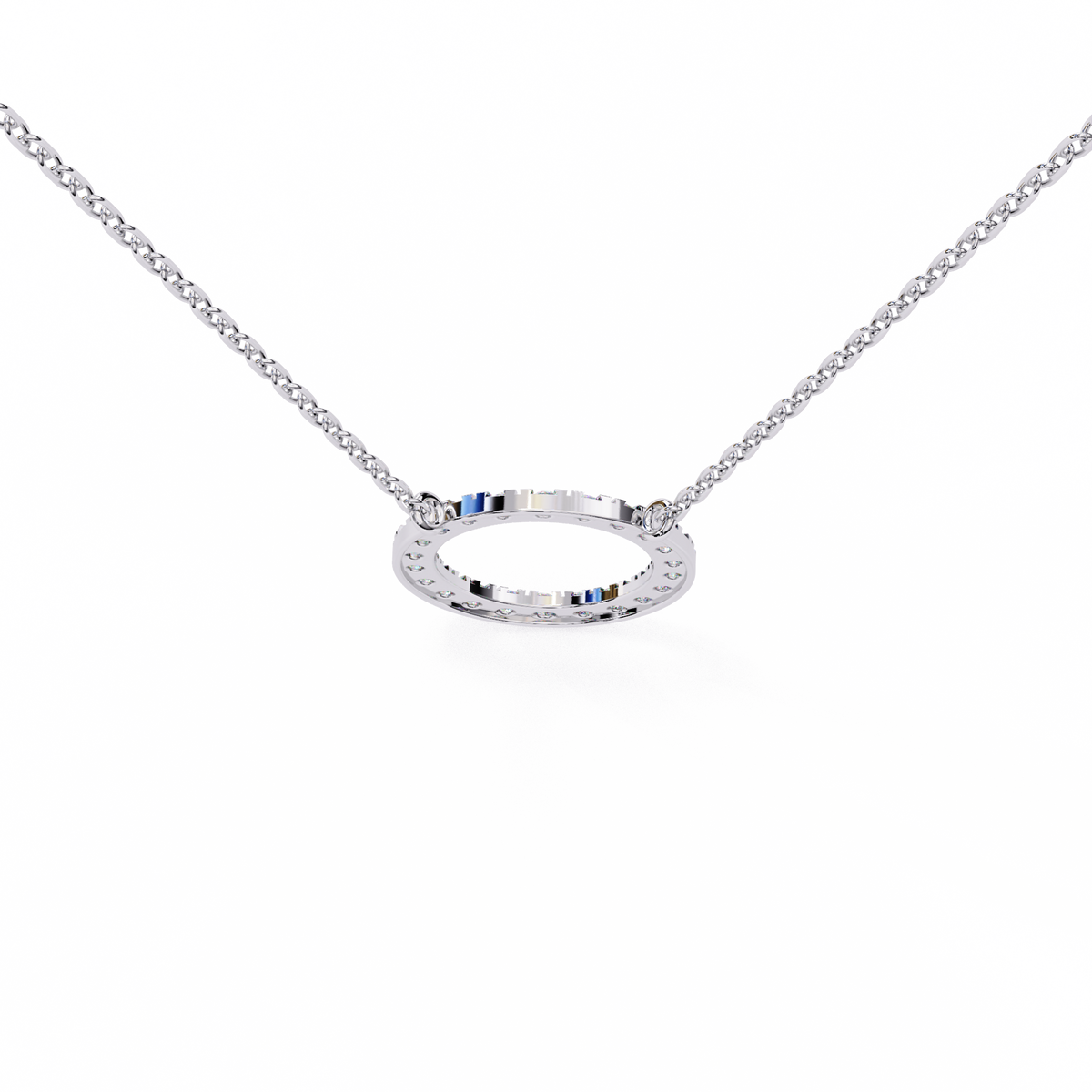 Round Cut Lab Grown Diamond Open Circle Halo Pendant - View 10