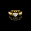 Round Cut Lab Grown Diamond Men's Heavy Gold Statement Ring