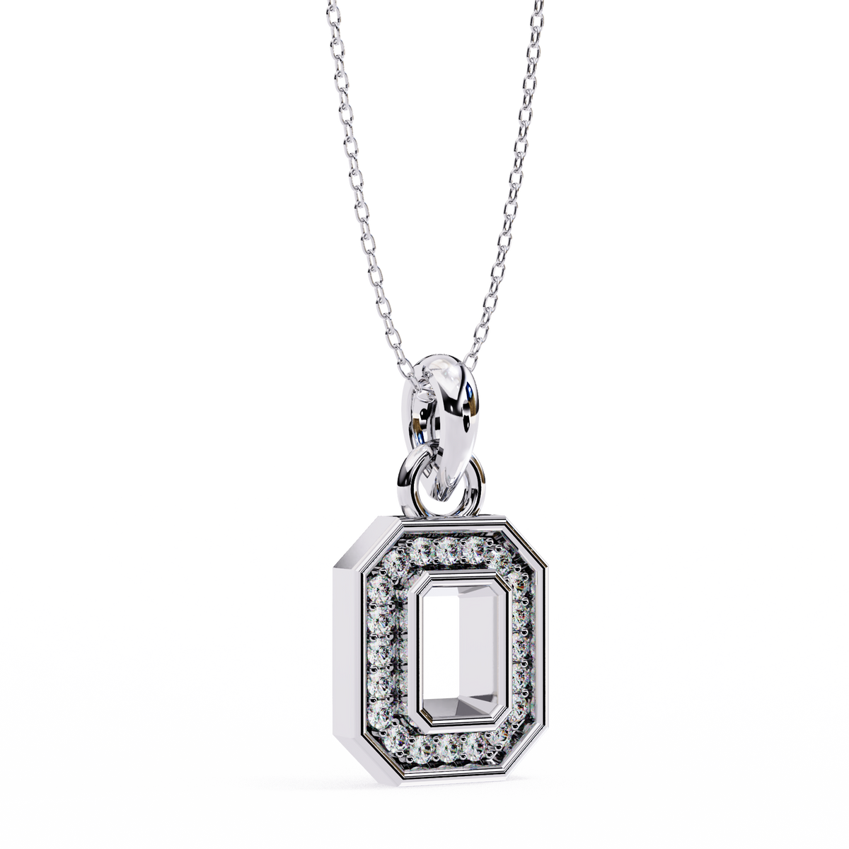 Abstract Cutout Frame Motif Pendant with Round Lab Grown Diamond - View 7