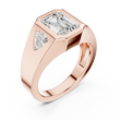 Emerald Cut Moissanite Diamond Signet Ring With Trillion Accents - View 5