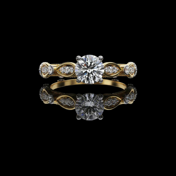 Round Cut Moissanite Diamond Vintage Marquise Leaf Anniversary Ring