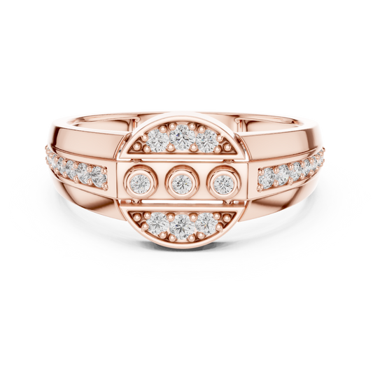 Round Lab Diamond Wide Band Statement Ring with Bezel Accents - View 2