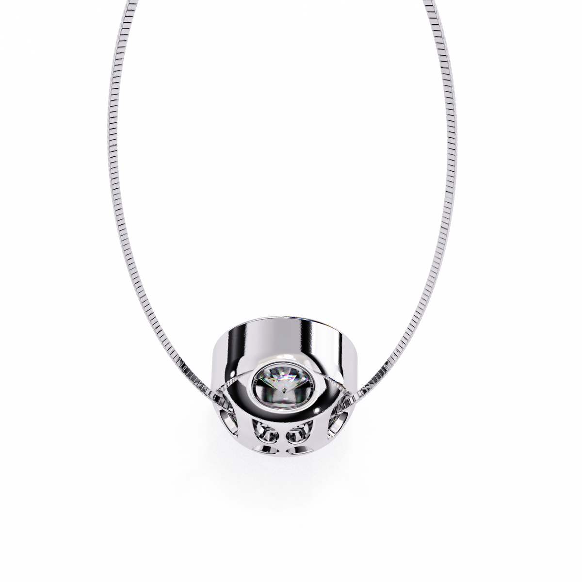 Round Lab Grown Diamond Miracle Plate Bezel Set Circular Pendant - View 10