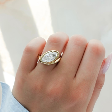 East West Marquise Lab Diamond Bezel Set Curve Band Ring