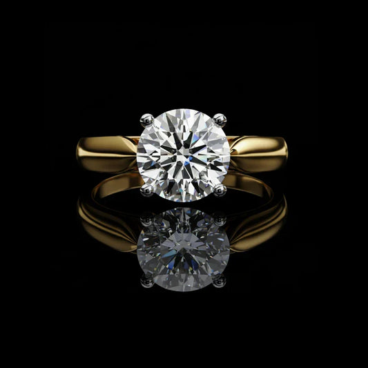Round Solitaire Moissanite Diamond Engagement Ring With Four Prong