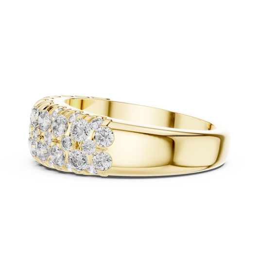 Triple Row Round Cut Moissanite Diamond Wedding Band Ring - View 2