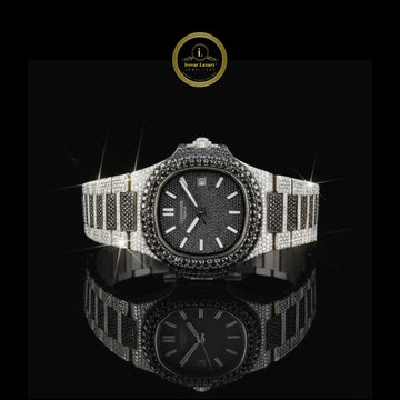 Elegant Black Dial Exquisite Luxury Black and White Lab Grown Diamond Iced Out Watch for Men – Full Pave Premium Design by Ivevar Luxury