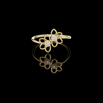 Double Flower Round Moissanite Diamond Openwork Floral Ring