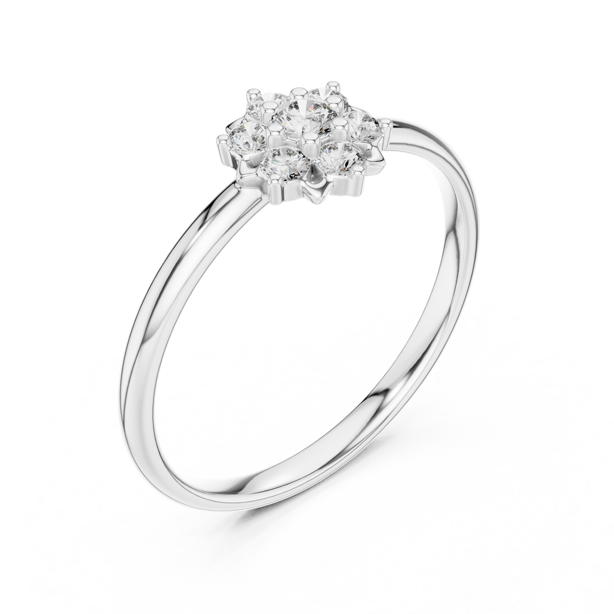 Delicate Floral Cluster Round Lab Diamond Engagement Ring - View 4
