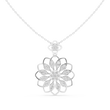 Floret Pattern Layering Pendant with Round Moissanite Diamond - View 3