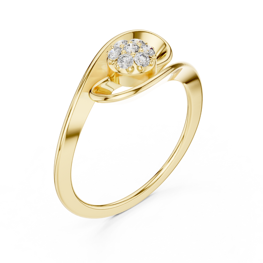 Round Moissanite Diamond Cluster Abstract Swirl Statement Ring - View 2