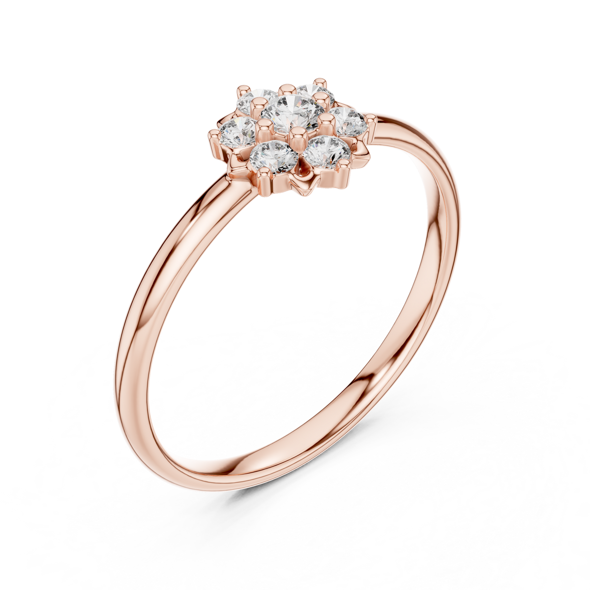 Delicate Floral Cluster Round Lab Diamond Engagement Ring - View 3