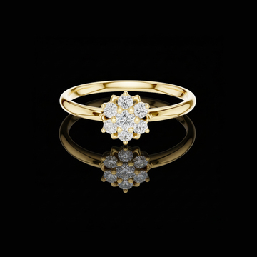 Delicate Floral Cluster Round Lab Diamond Engagement Ring