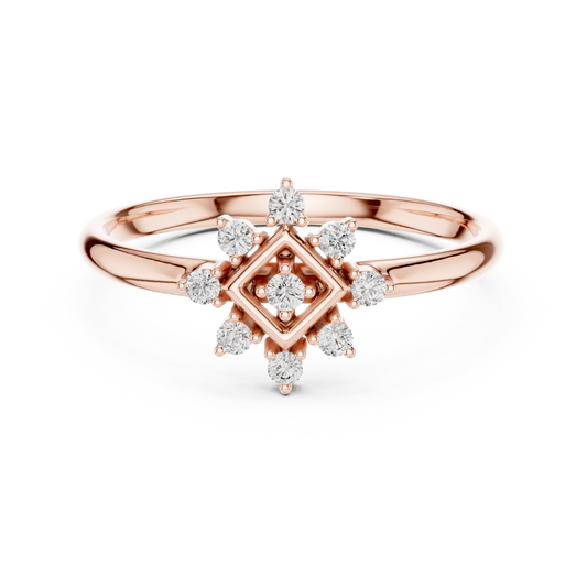 Intricate Floral Round Cut Lab Diamond Cluster Ring - View 2