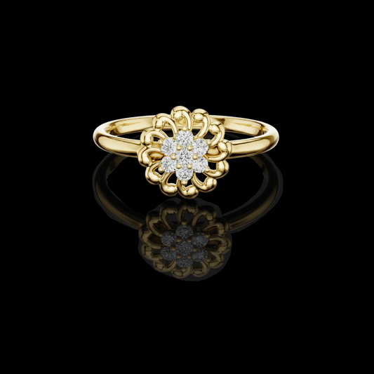 Floral Openwork Round Cut Lab Diamond Cluster Anniversary Ring