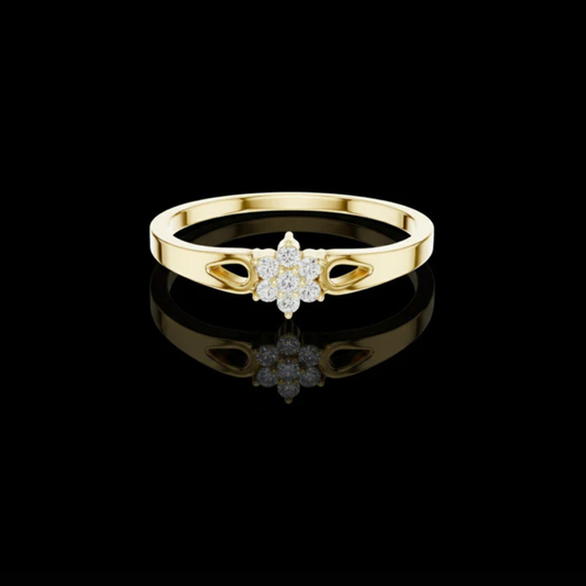 Round Cut Moissanite Diamond Cluster Ring Open Shoulder Ring
