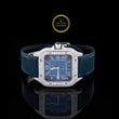 Classic Roman Dial Lab-Grown Diamond Watch with Blue Leather Strap By Ivevar