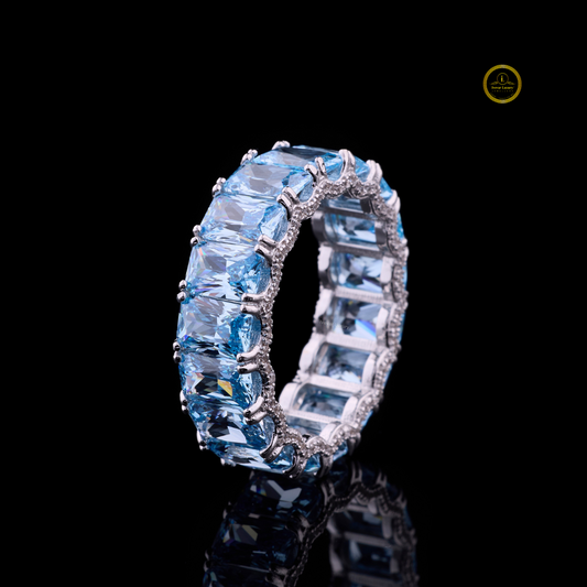 Full Sparkle Moissanite Radiant Cut Diamond Eternity Statement Band - View 2